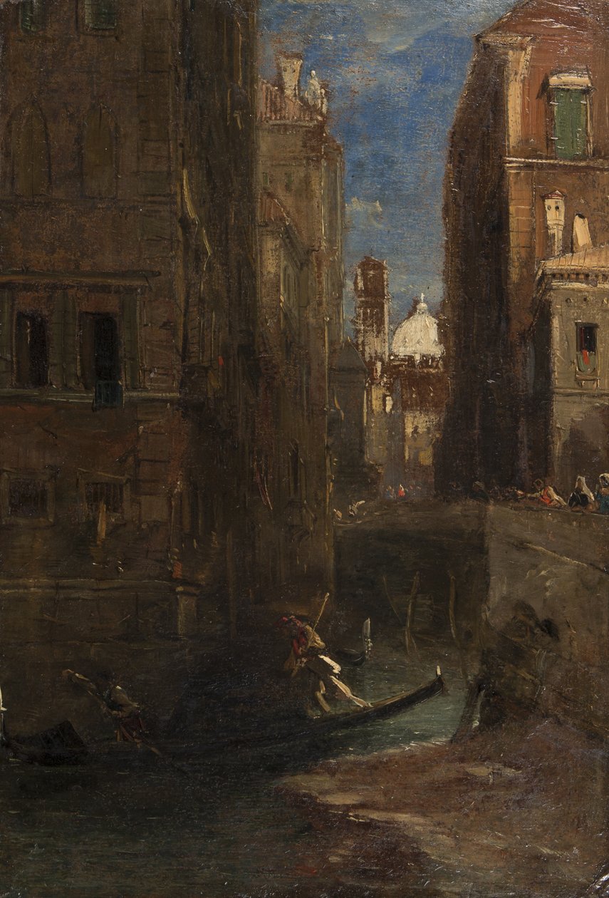 Olhando em direção a São Jorge dos Gregos, Veneza, 1844 (óleo no cartão) de James Holland