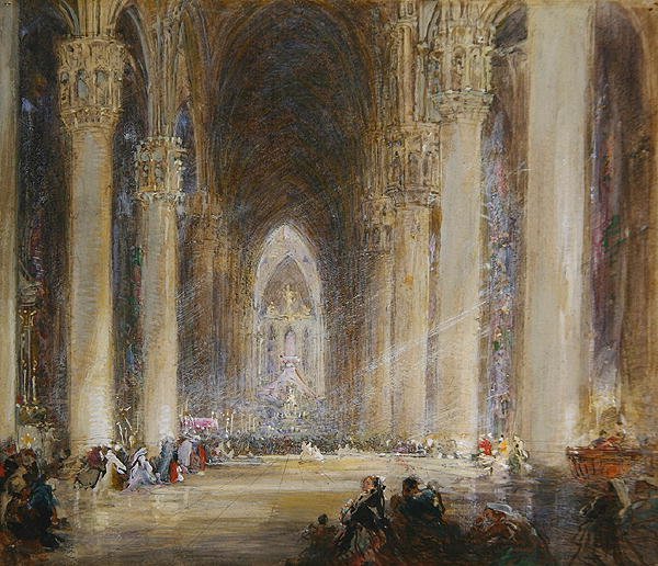 Catedral de Milão (aguarela sobre papel) de James Holland