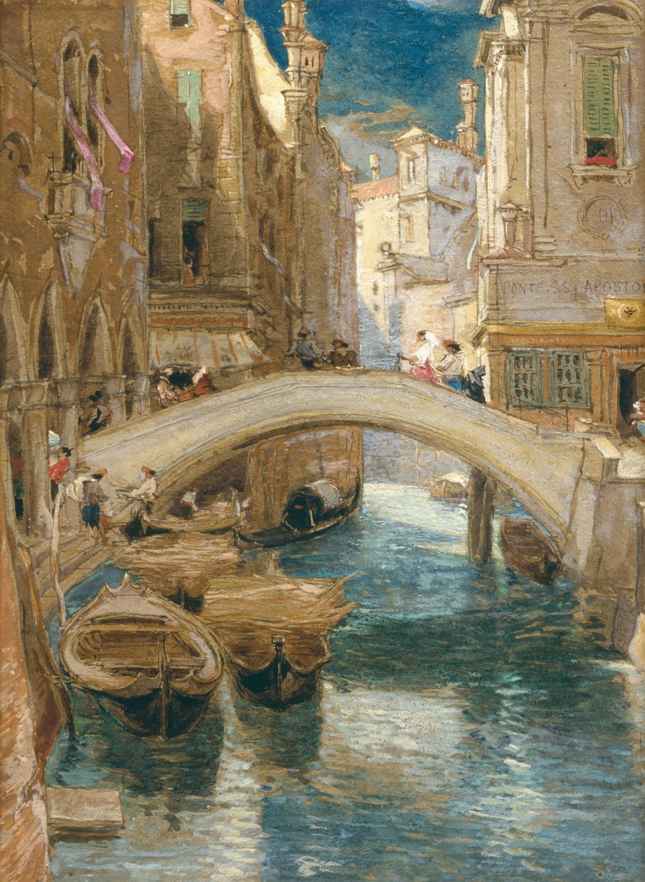 Ponte Santi Apostoli, Veneza (caneta, lápis e tinta) de James Holland