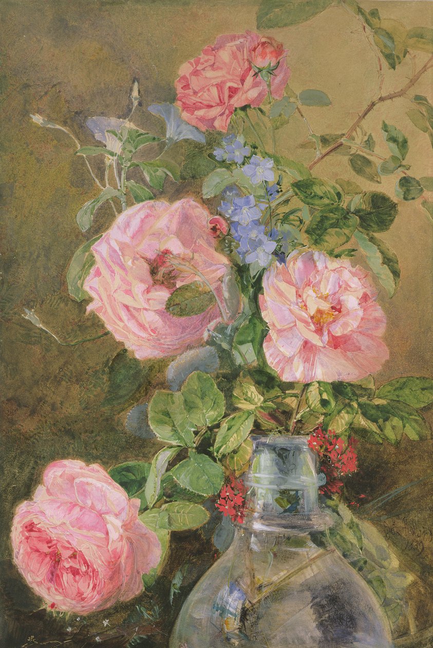 Rosas, Convólvulo e Delphiniums de James Holland