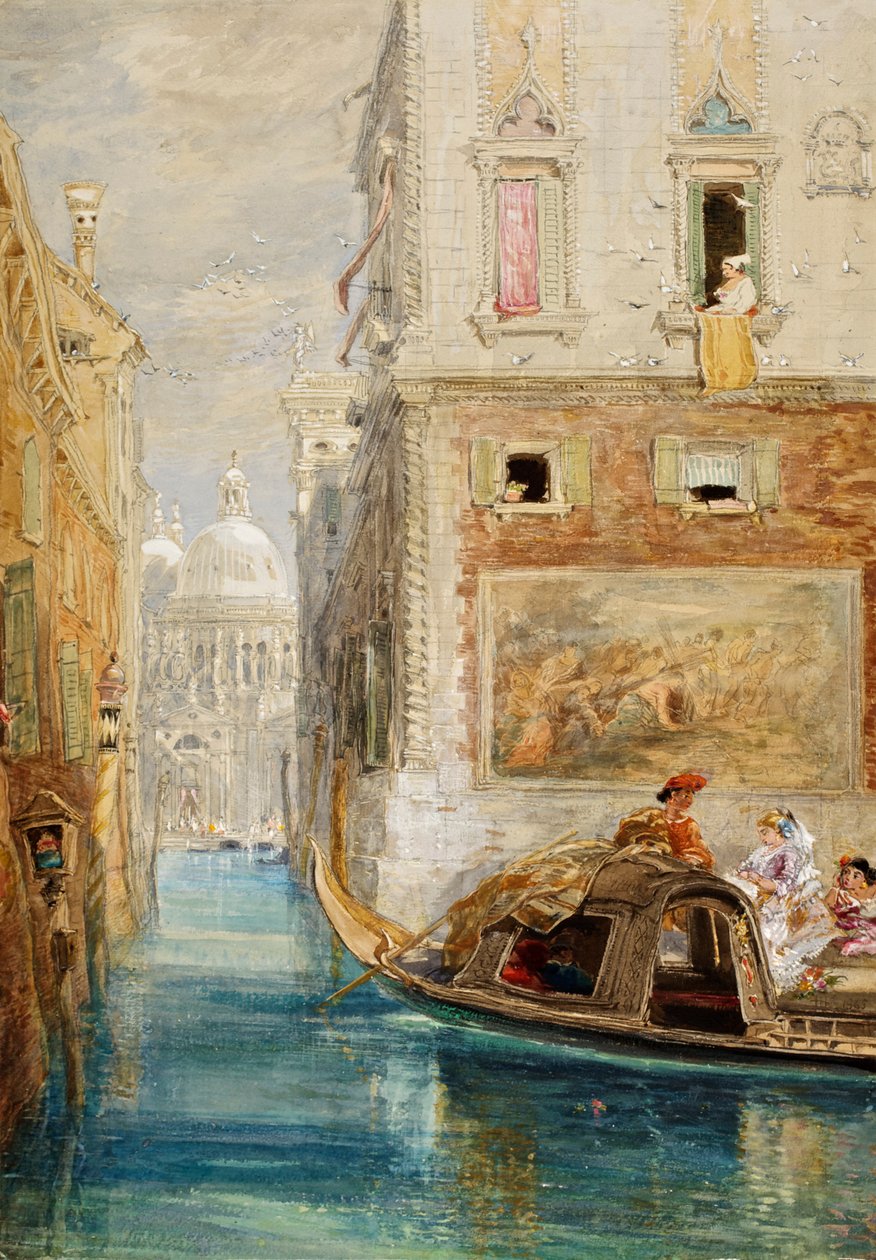 A gôndola, Veneza, com Santa Maria della Salute à distância de James Holland