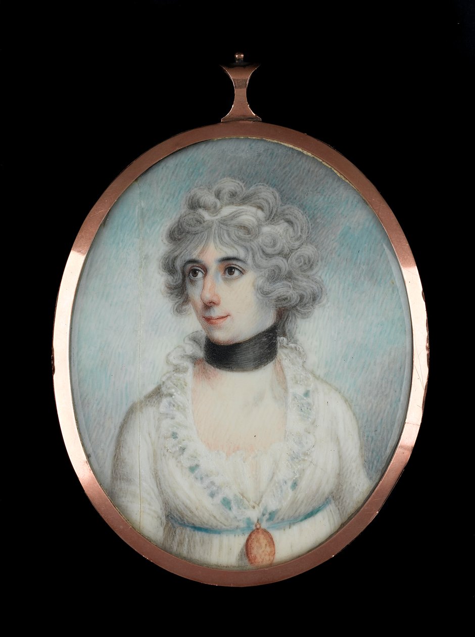 Senhora não identificada (1801-1881), c.1820 (aguarela sobre marfim) de James Holmes