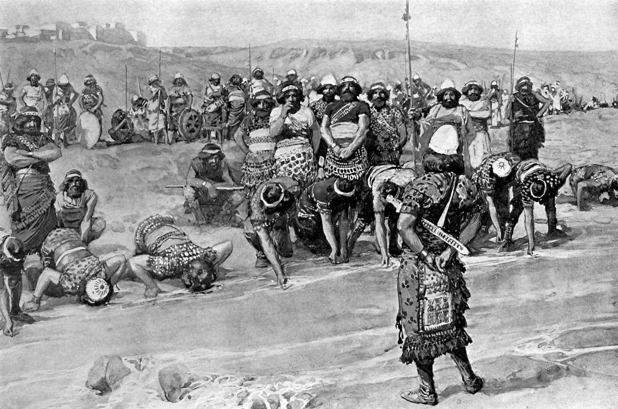 Gideon escolhe os trezentos por Tissot - Bíblia de James Jacques Joseph (after) Tissot