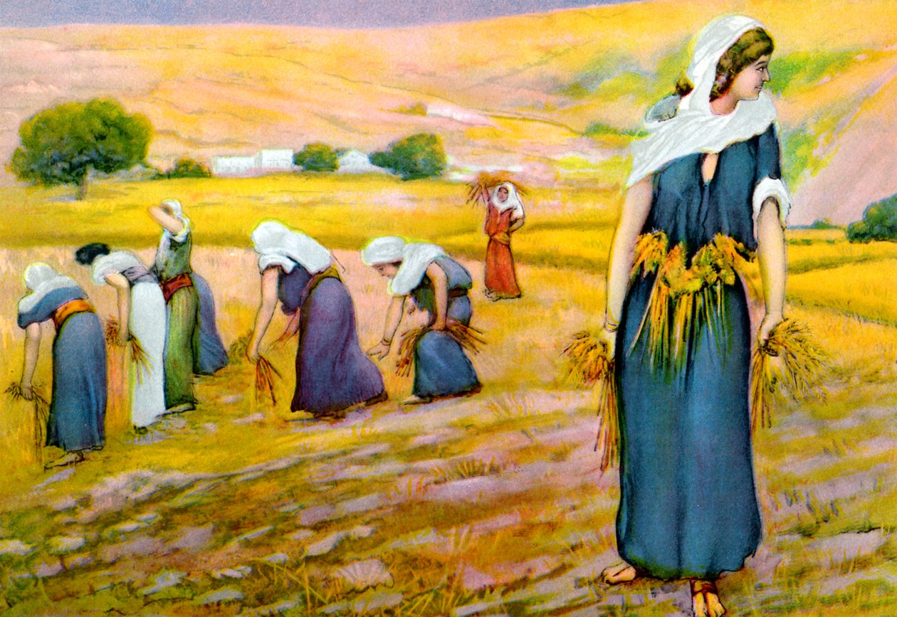 Rute a apanhar milho no campo, de "Bedtime Bible Stories" (Histórias da Bíblia para adormecer) de James Jacques Joseph (after) Tissot