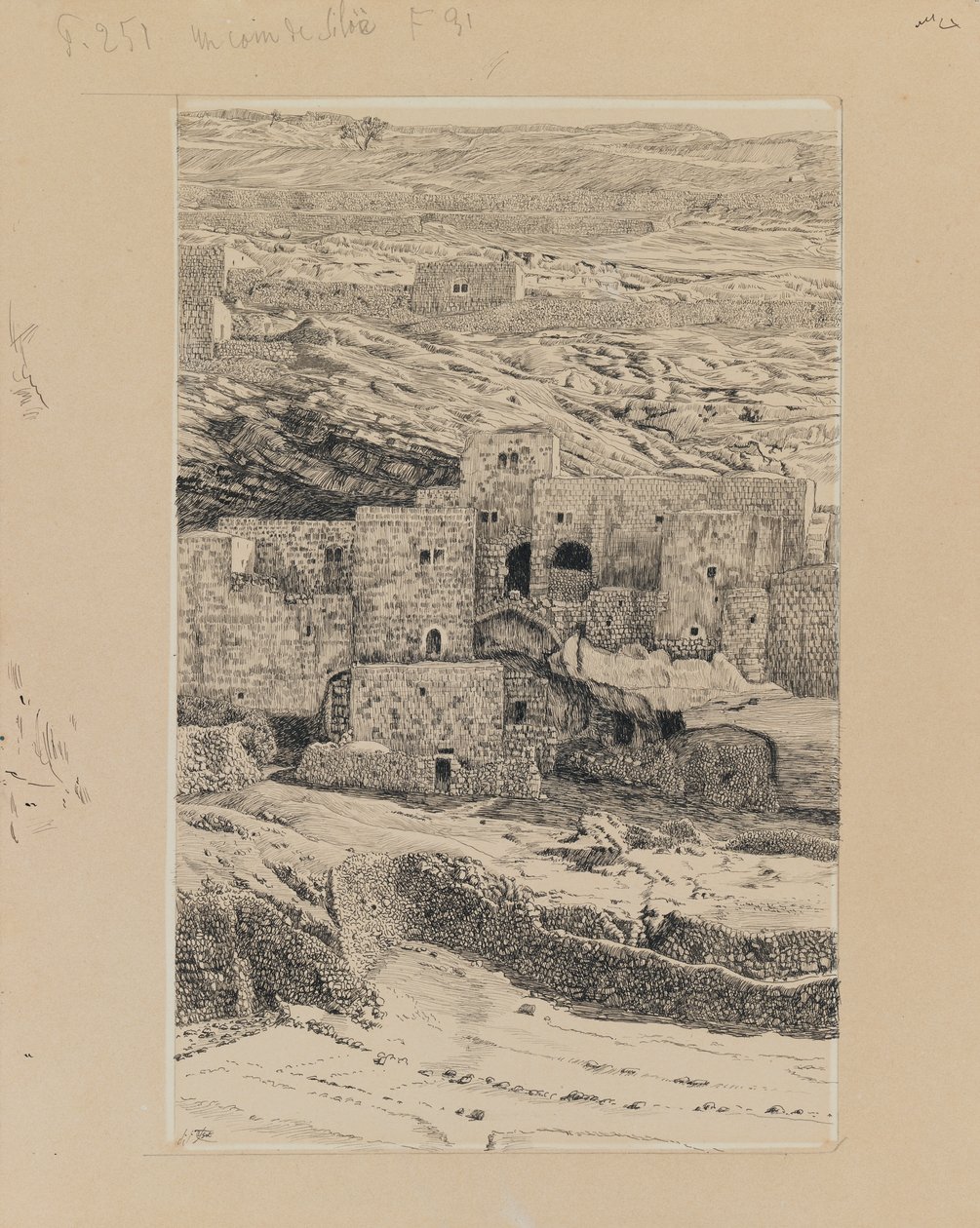 Um canto da aldeia de Siloé, ilustração da Vida de Nosso Senhor Jesus Cristo (tinta e grafite no cartão) de James Jacques Joseph Tissot