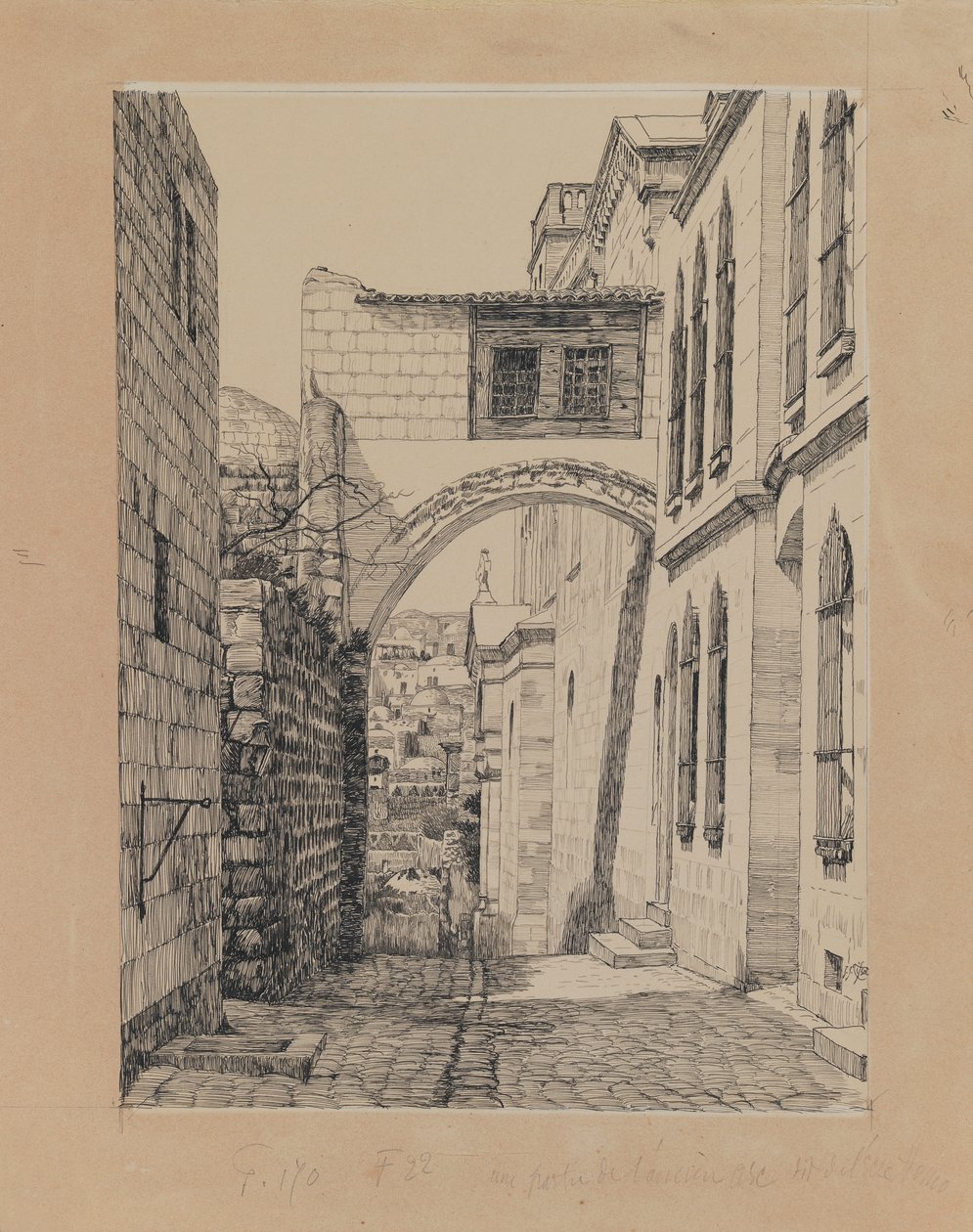Uma parte do antigo arco chamado Ecce Homo, ilustração da vida de nosso Senhor Jesus Cristo (tinta e grafite no papelão) de James Jacques Joseph Tissot