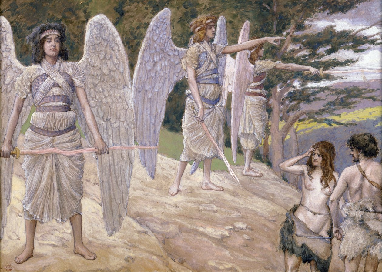 Adam and Eve Driven From Paradise - Tissot, James Jacques Joseph (1836-1902) - 1896-1902 - Gouache no papel - 22,6x31,7 - Jewish Museum, New York de James Jacques Joseph Tissot