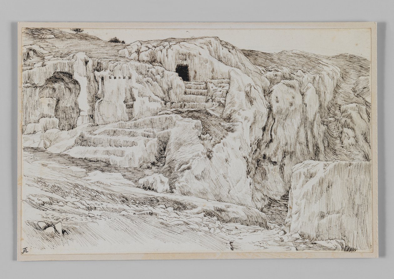 Túmulos antigos, vale de Hinom, ilustração da vida de nosso Senhor Jesus Cristo de James Jacques Joseph Tissot