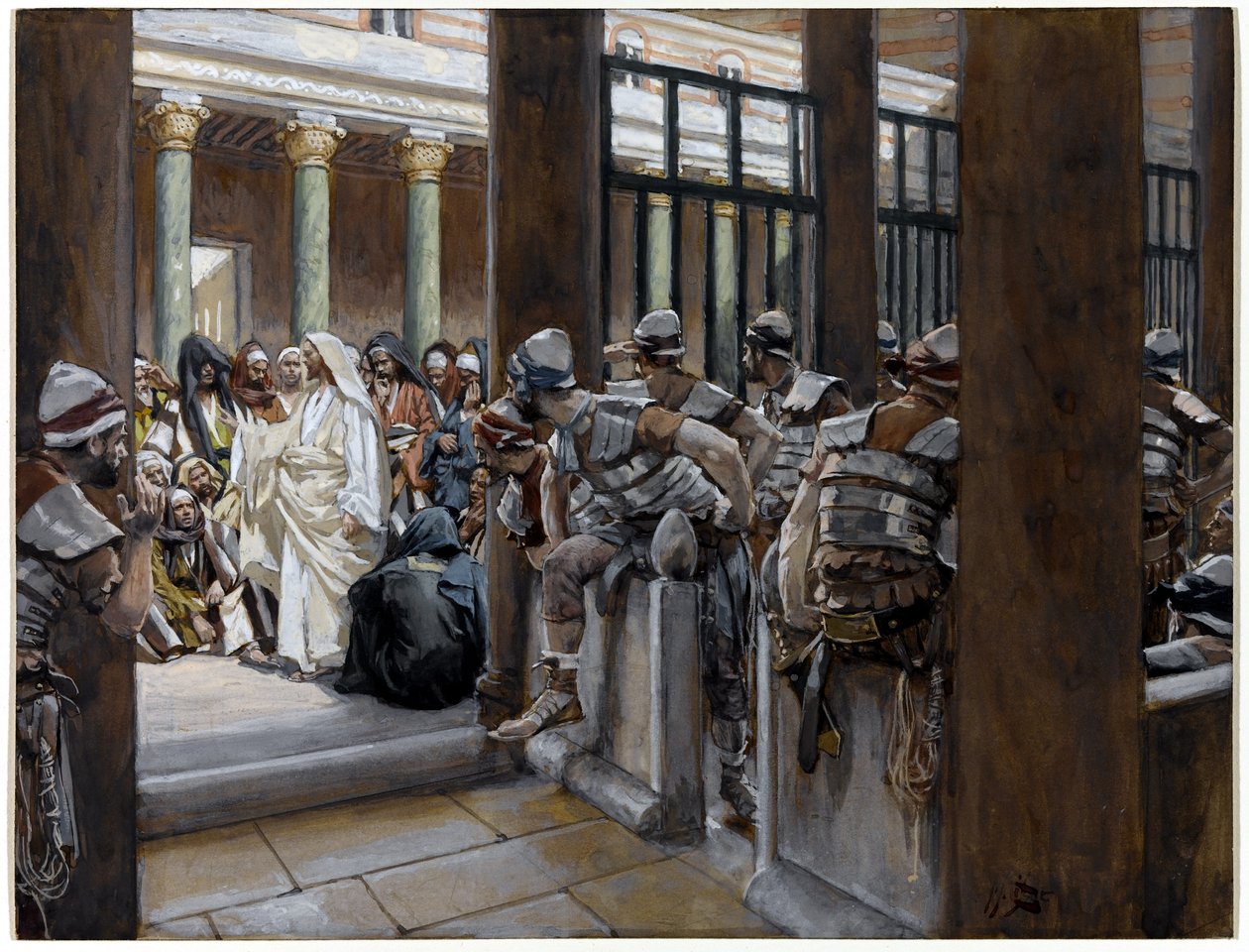 Mas nenhum homem colocou as mãos sobre ele, ilustração para a vida de Cristo, c.1884-96 (wc & guache no cartão) de James Jacques Joseph Tissot