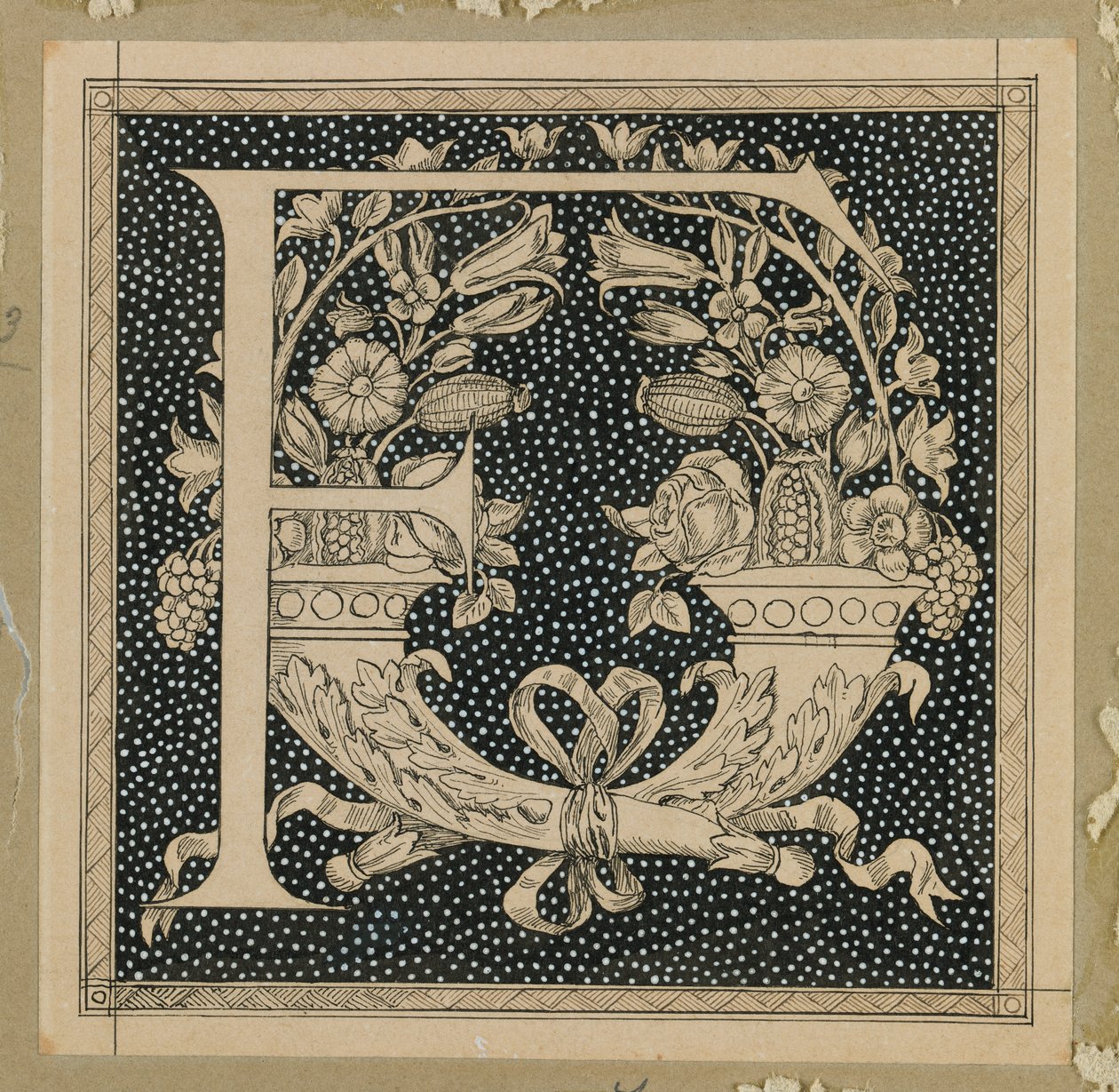 Letra maiúscula F, ilustração da vida de nosso Senhor Jesus Cristo (tinta sobre papel) de James Jacques Joseph Tissot