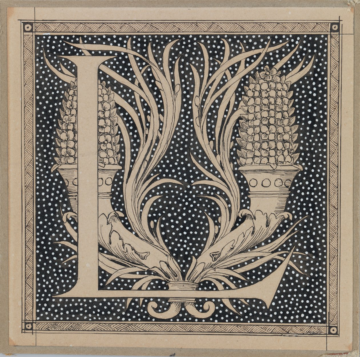 Letra maiúscula L, ilustração da vida de nosso Senhor Jesus Cristo (tinta sobre papel) de James Jacques Joseph Tissot