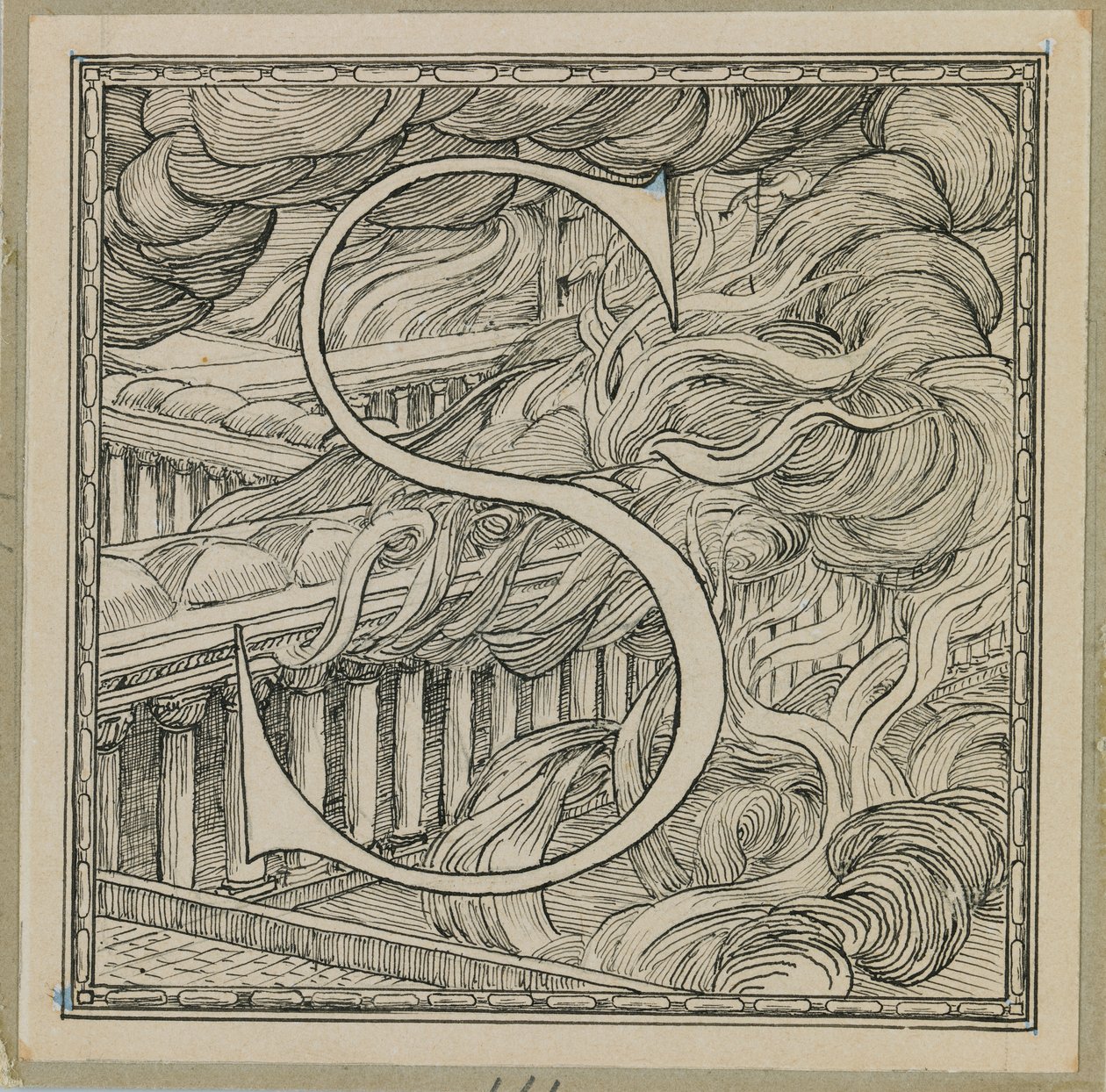 Letra maiúscula S, ilustração da vida de nosso Senhor Jesus Cristo (tinta sobre papel) de James Jacques Joseph Tissot