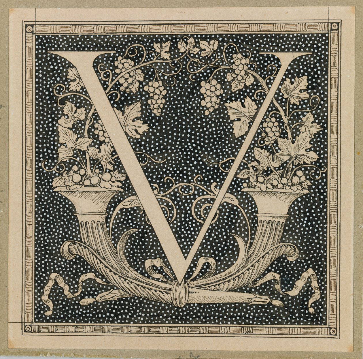 Letra maiúscula V, ilustração da vida de nosso Senhor Jesus Cristo (tinta sobre papel) de James Jacques Joseph Tissot