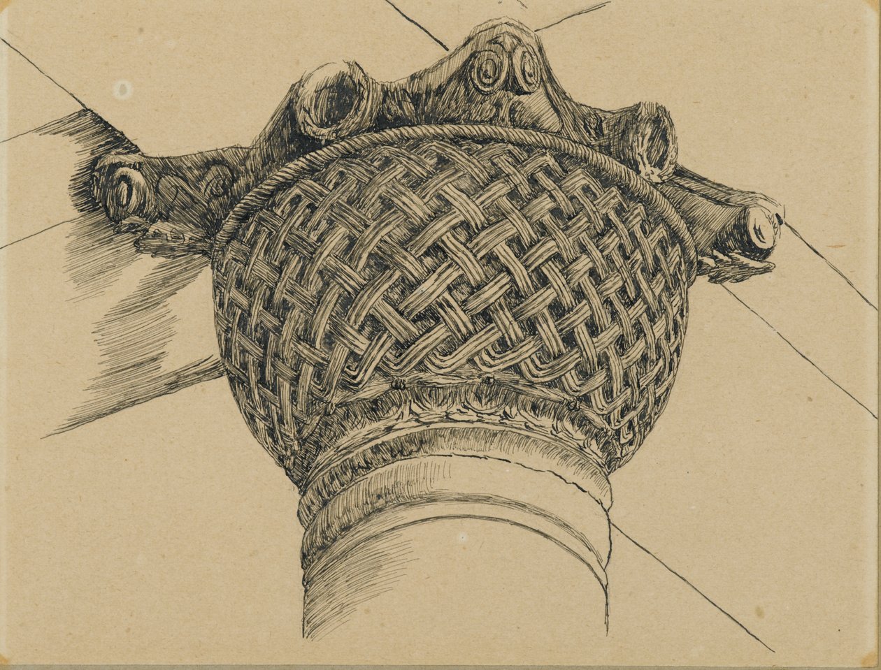 Capital da Mesquita de El-Aksa, ilustração da Vida de Nosso Senhor Jesus Cristo, 1886-94 (caneta e tinta sobre papel montada a bordo) de James Jacques Joseph Tissot
