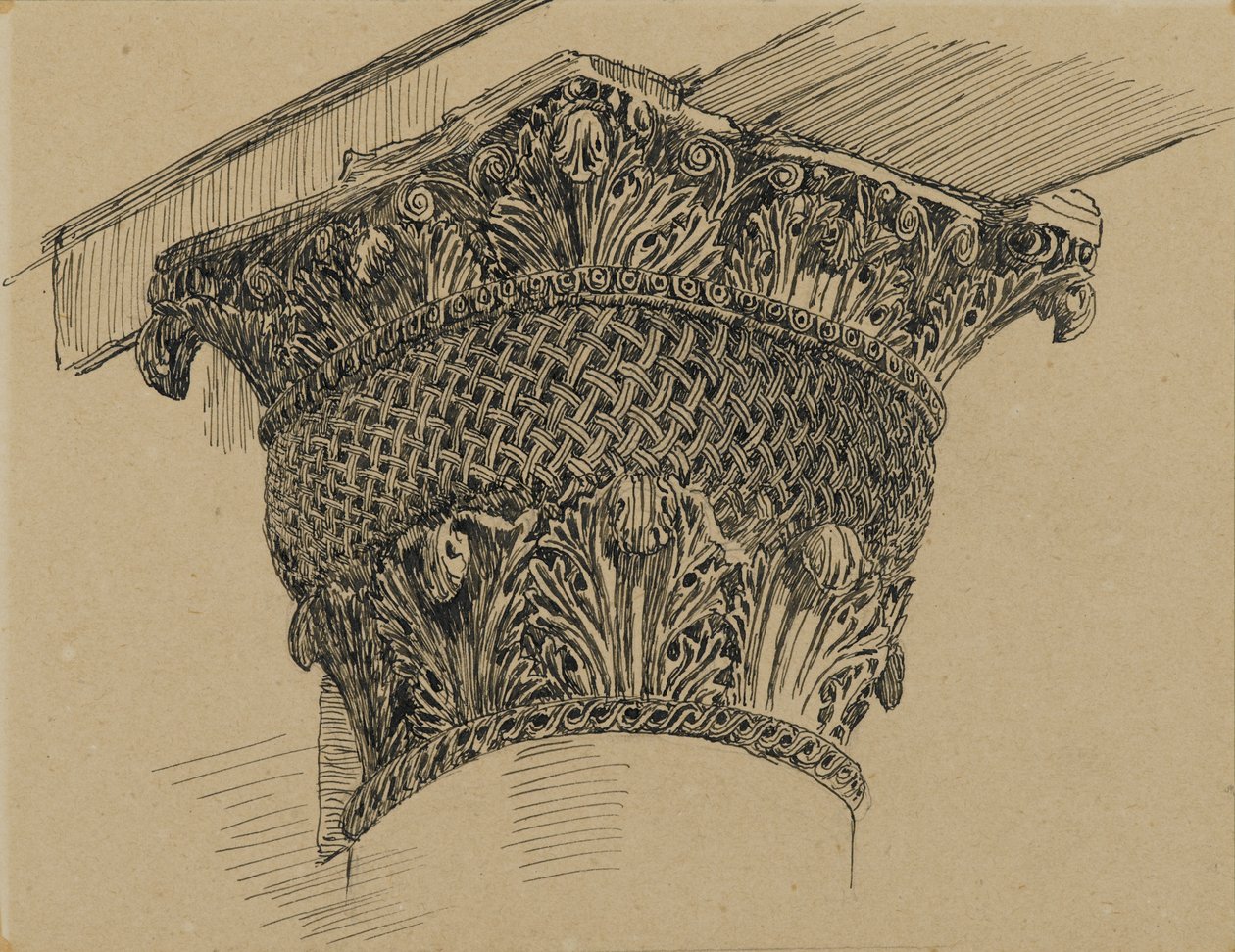 Capital da Mesquita de El-Aksa, ilustração da Vida de Nosso Senhor Jesus Cristo, 1886-94 (caneta e tinta sobre papel montada a bordo) de James Jacques Joseph Tissot