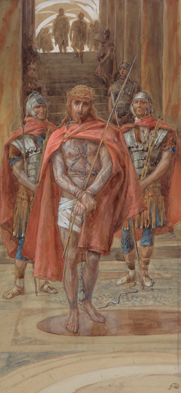 Cristo Deixa o Salão do Julgamento, ilustração para A Vida de Cristo, c.1886-94 (wc e guache no cartão) de James Jacques Joseph Tissot