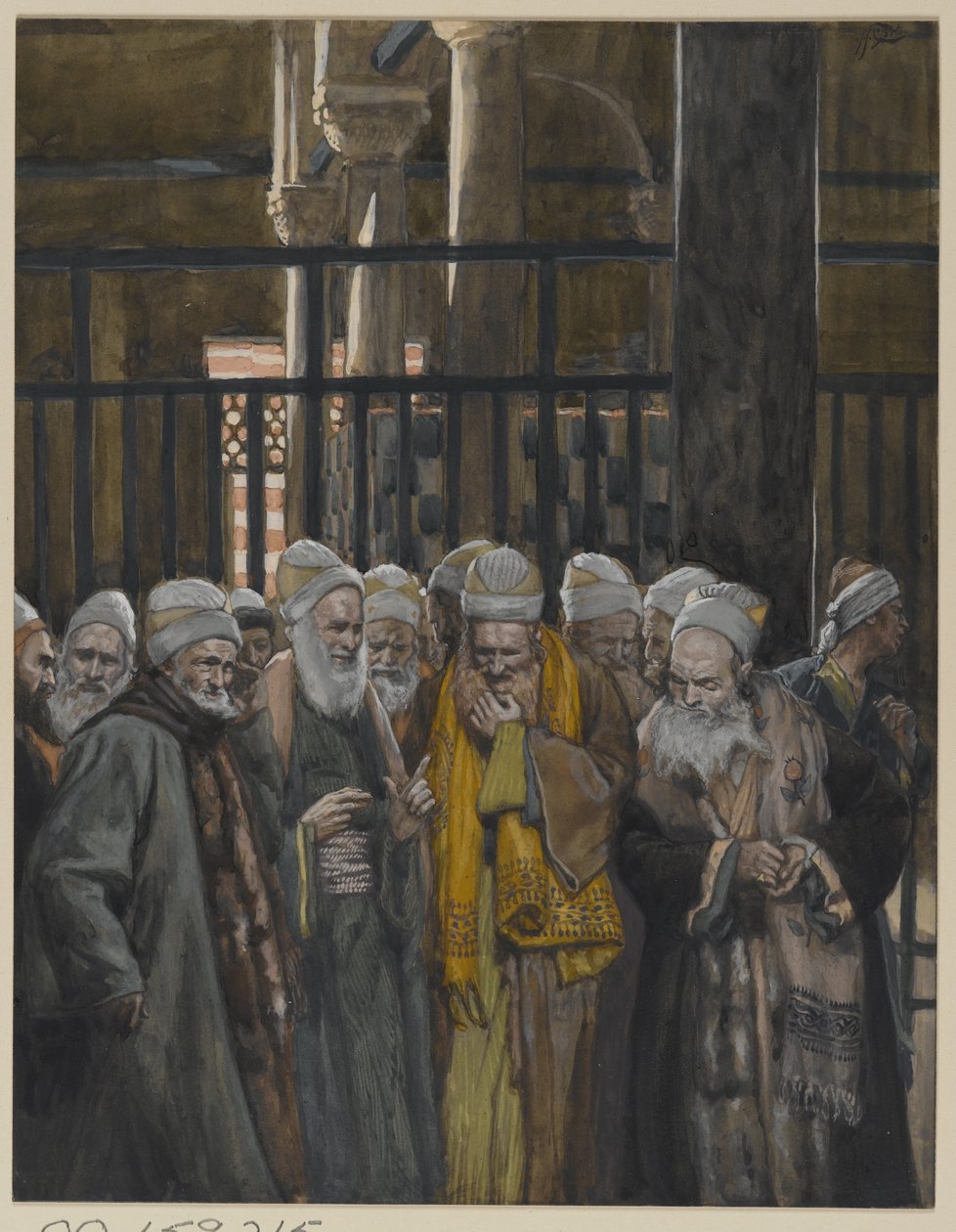 Conspiração dos judeus, ilustração da Vida de Nosso Senhor Jesus Cristo, 1886-94 (wc sobre grafite sobre papel) de James Jacques Joseph Tissot