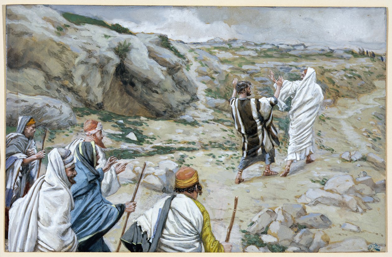 Get Thee Behind Me, ilustração de Satanás, para a vida de Cristo, c.1886-94 (wc e guache no cartão) de James Jacques Joseph Tissot
