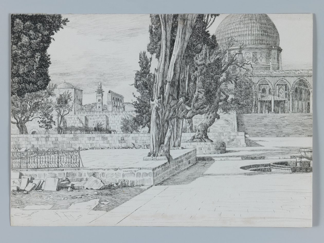 Haram, Mesquita de Es-Sakrah, ilustração da vida de nosso Senhor Jesus Cristo (caneta & tinta em papel de wove) de James Jacques Joseph Tissot