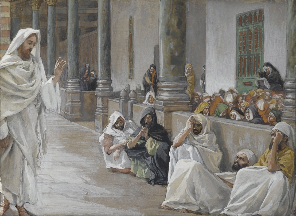 Aquele que é Deus Ouve a Palavra de Deus, ilustração da Vida de Nosso Senhor Jesus Cristo, 1886-94 (wc sobre grafite sobre papel) de James Jacques Joseph Tissot