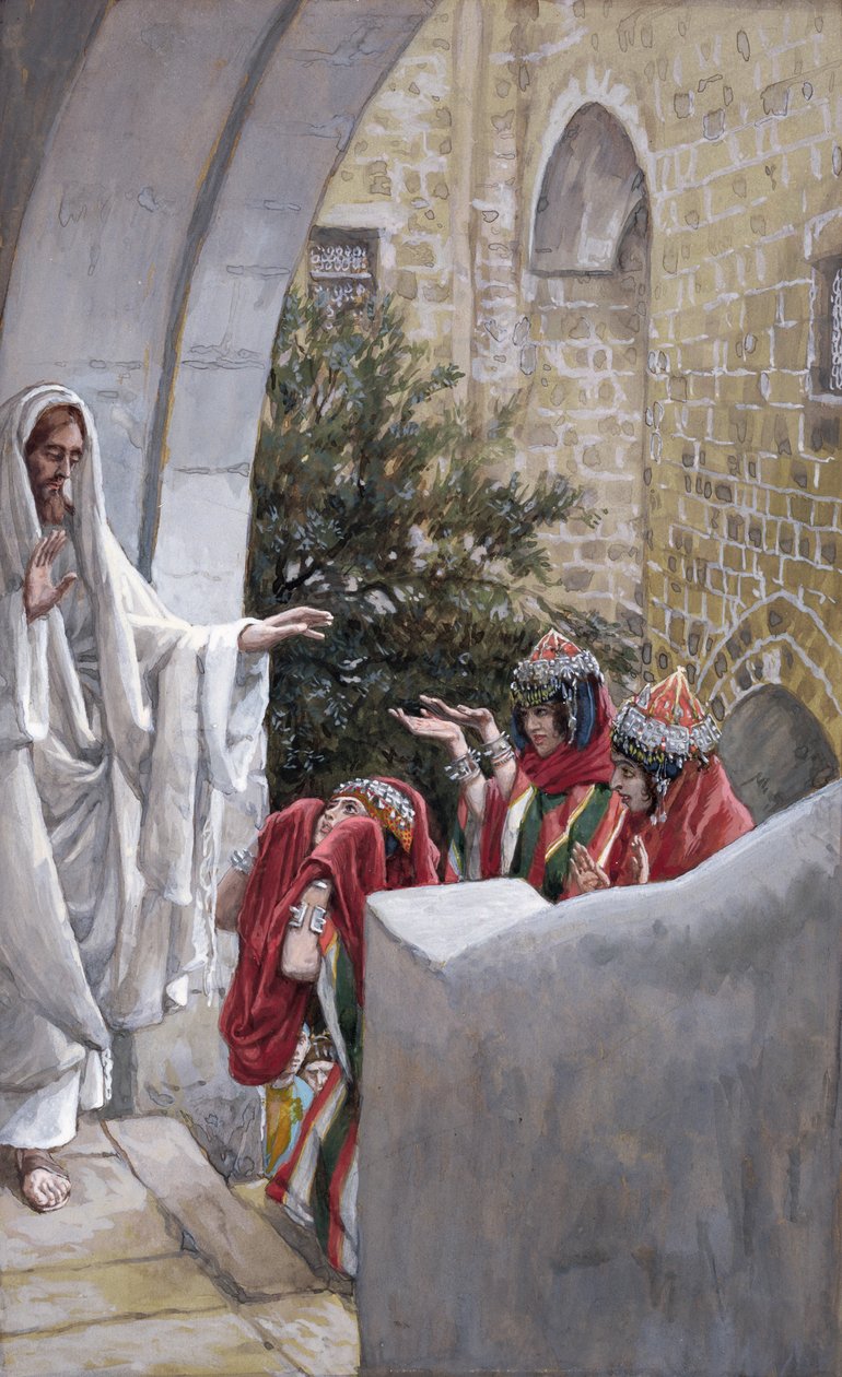 Cura dos Cananeus Filha, ilustração para A Vida de Cristo, c.1886-94 (wc e guache sobre papelão) de James Jacques Joseph Tissot