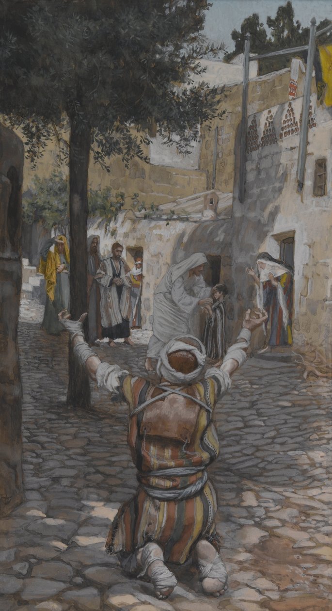 Cura dos leprosos em Cafarnaum, ilustração da Vida de Nosso Senhor Jesus Cristo (wc sobre grafite sobre papel) de James Jacques Joseph Tissot