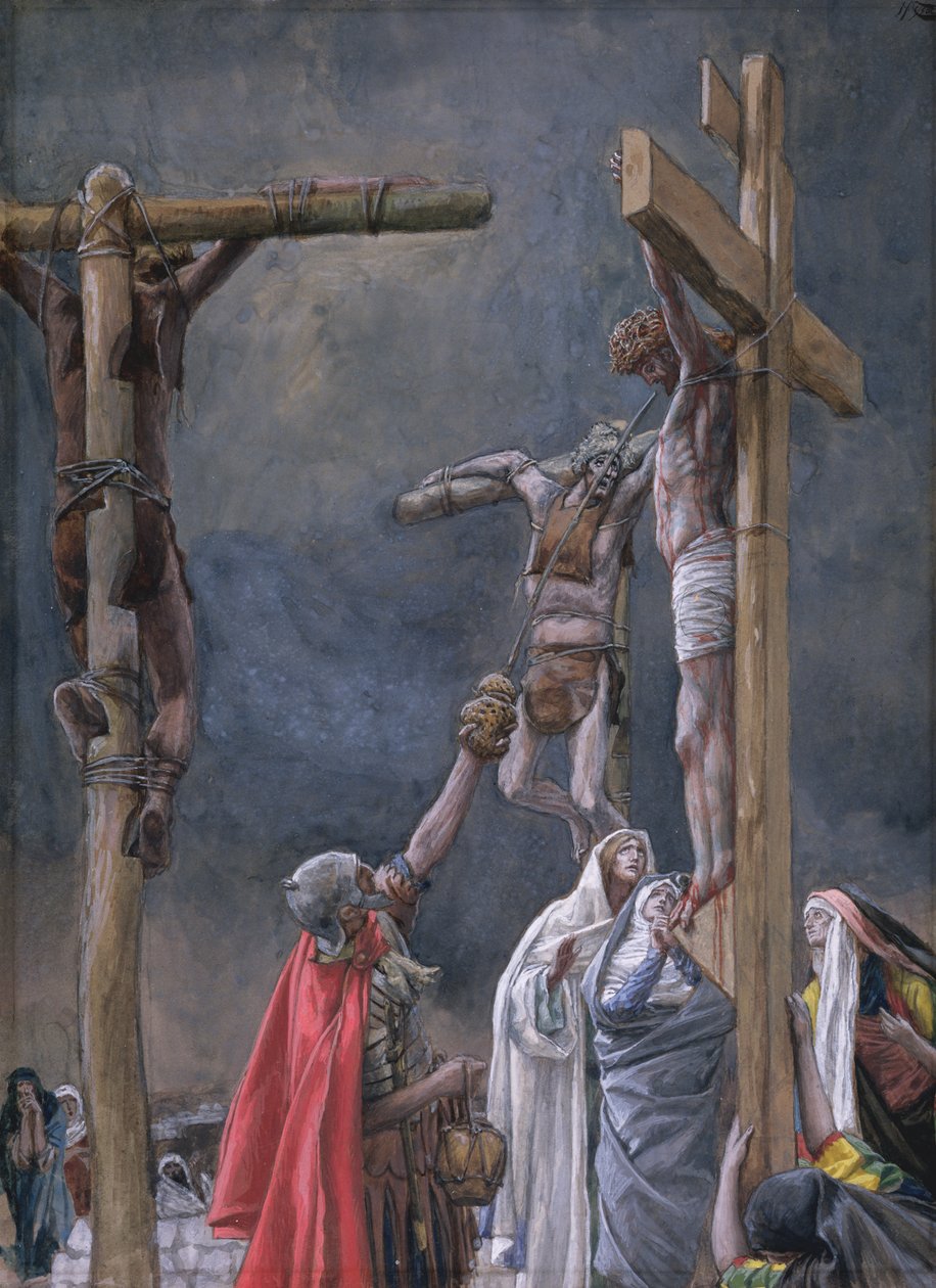 Tenho sede. O Vinagre Dado a Jesus, ilustração para A Vida de Cristo, c.1884-96 (wc e guache sobre papelão) de James Jacques Joseph Tissot