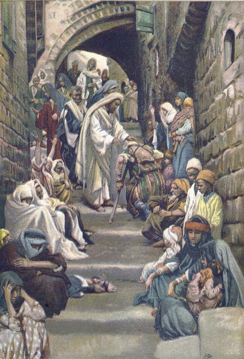 Nas aldeias os doentes foram trazidos a ele - de “” A vida de nosso Senhor Jesus Cristo ”” - 1899 por James Tissot - A vida de notre senhor Jesus Cristo, de Jacques Joseph de James Jacques Joseph Tissot