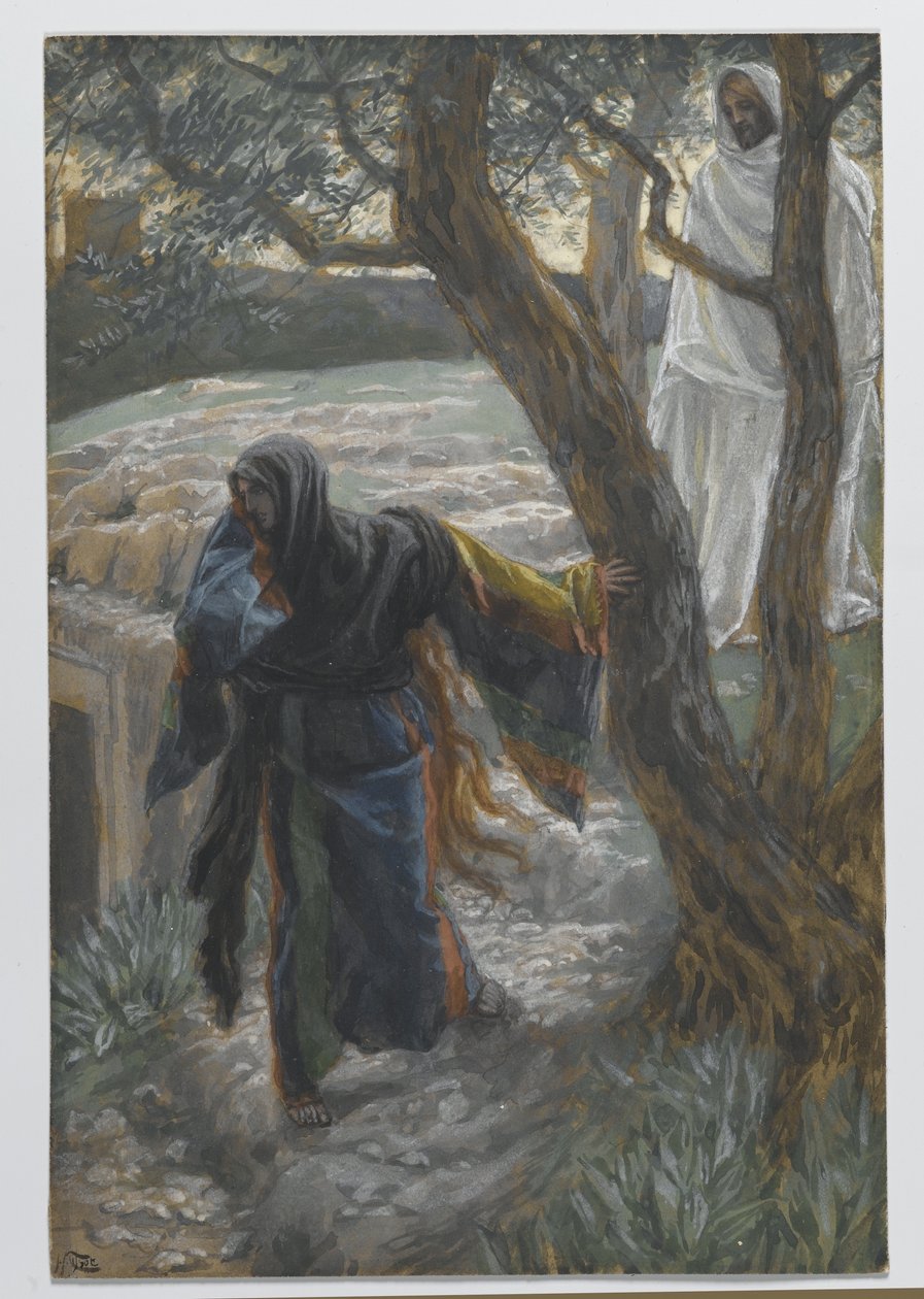 Jesus Aparece a Maria Madalena, ilustração da Vida de Nosso Senhor Jesus Cristo, 1886-94 (wc sobre grafite sobre papel) de James Jacques Joseph Tissot