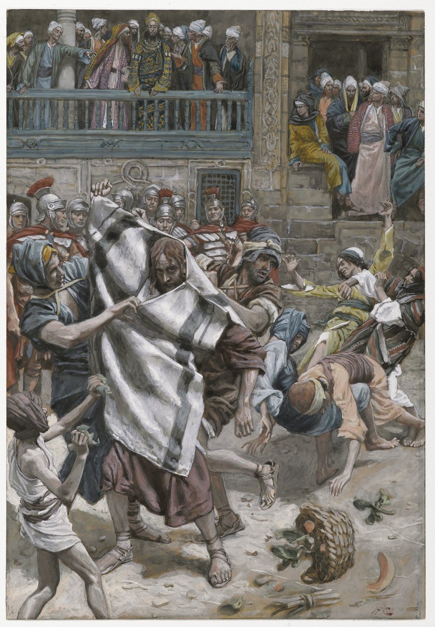 Jesus Antes de Herodes, ilustração da Vida de Nosso Senhor Jesus Cristo, 1886-94 (wc sobre grafite sobre papel) de James Jacques Joseph Tissot