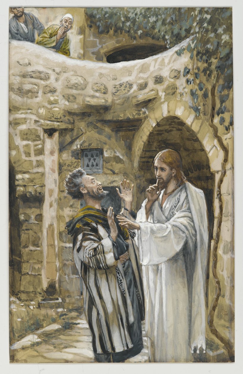 Jesus cura um homem possuído mudo, ilustração da vida de nosso senhor Jesus Cristo (wc sobre grafite no papel) de James Jacques Joseph Tissot