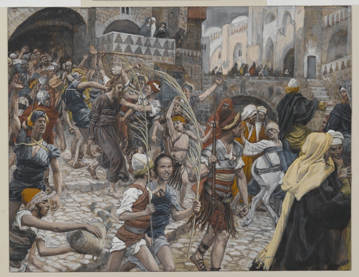 Jesus Levou de Caifás a Pilatos, ilustração da Vida de Nosso Senhor Jesus Cristo, 1886-94 (wc sobre grafite sobre papel) de James Jacques Joseph Tissot
