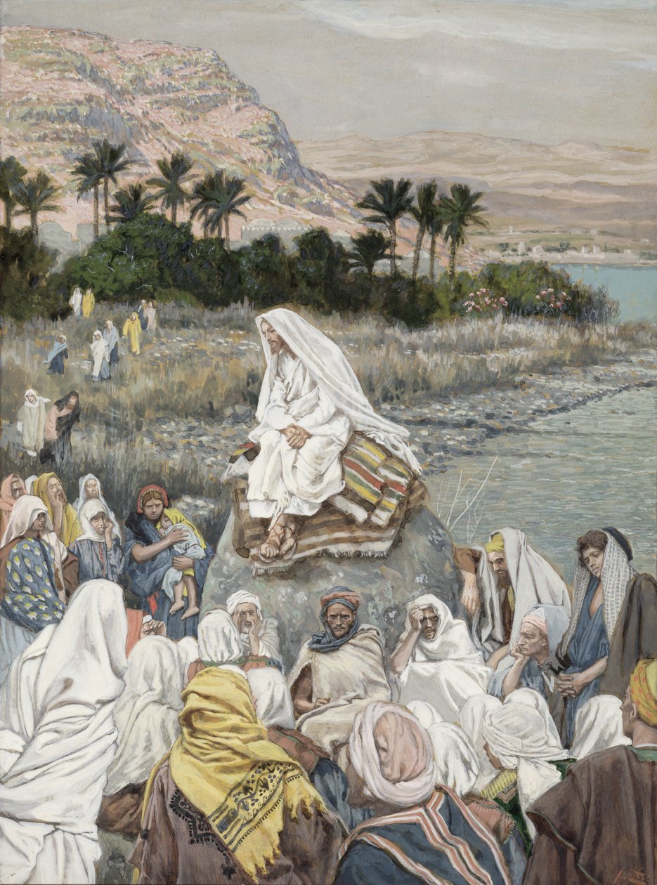 Pregação de Jesus à beira-mar, ilustração para a vida de Cristo, c.1886-96 de James Jacques Joseph Tissot