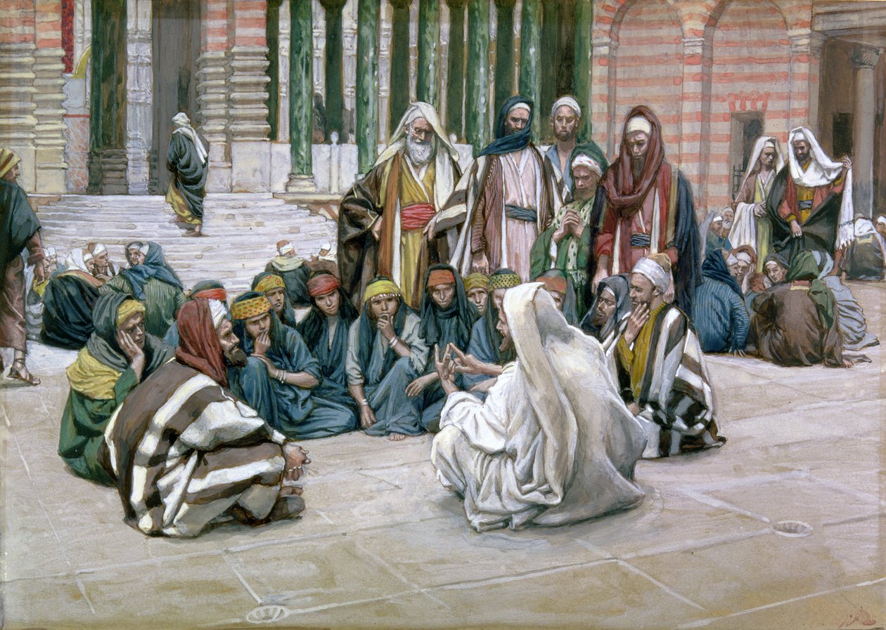 Jesus falando no Tesouro, ilustração para a vida de Cristo, c.1886-96 (guache no cartão) de James Jacques Joseph Tissot