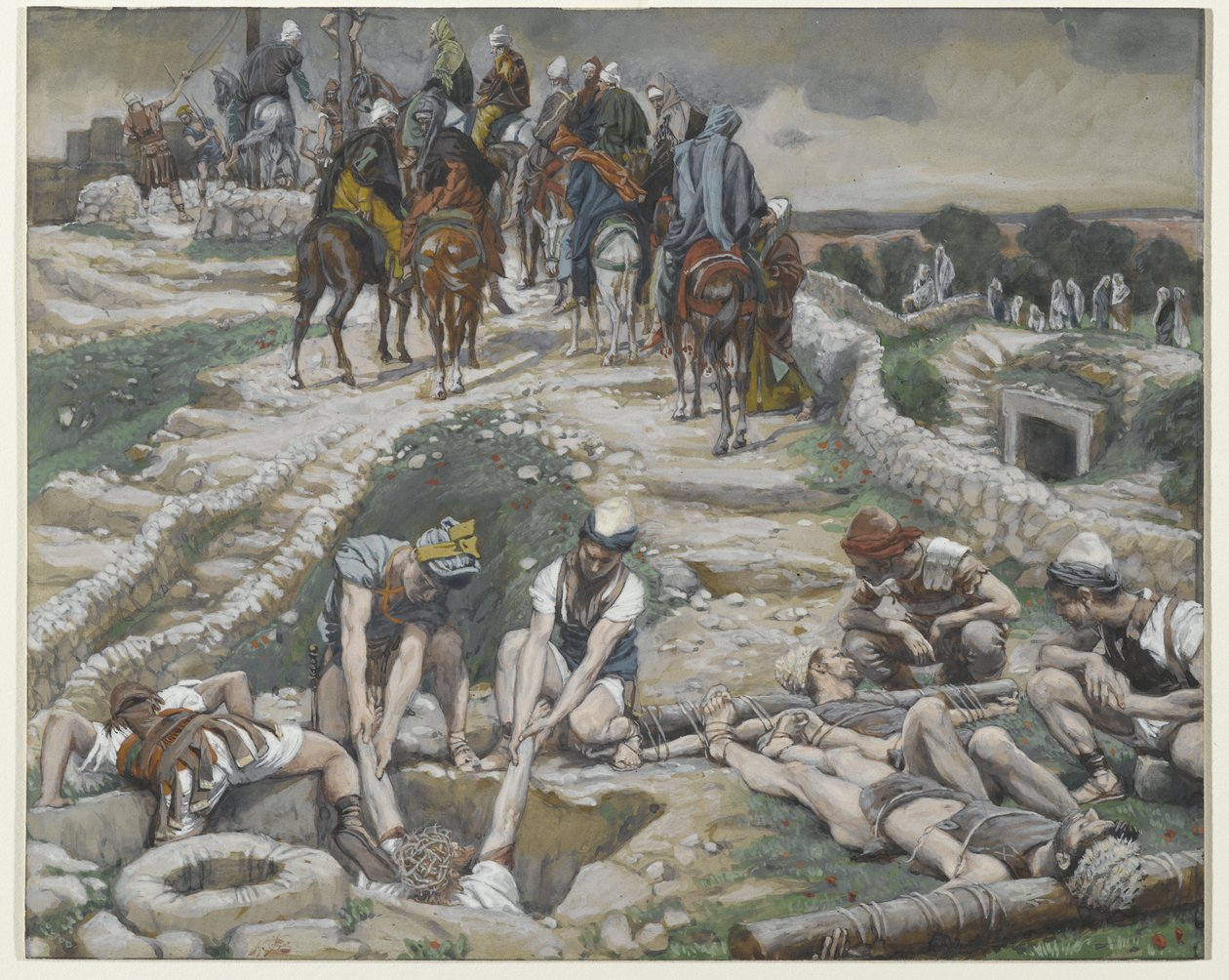 Jesus Tomado da Cisterna, ilustração da Vida de Nosso Senhor Jesus Cristo, 1886-94 (wc sobre grafite sobre papel) de James Jacques Joseph Tissot