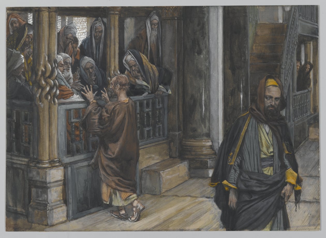 Judas vai para o encontrar os judeus, ilustração da vida de nosso Senhor Jesus Cristo, 1886-94 (wc sobre grafite no papel) de James Jacques Joseph Tissot