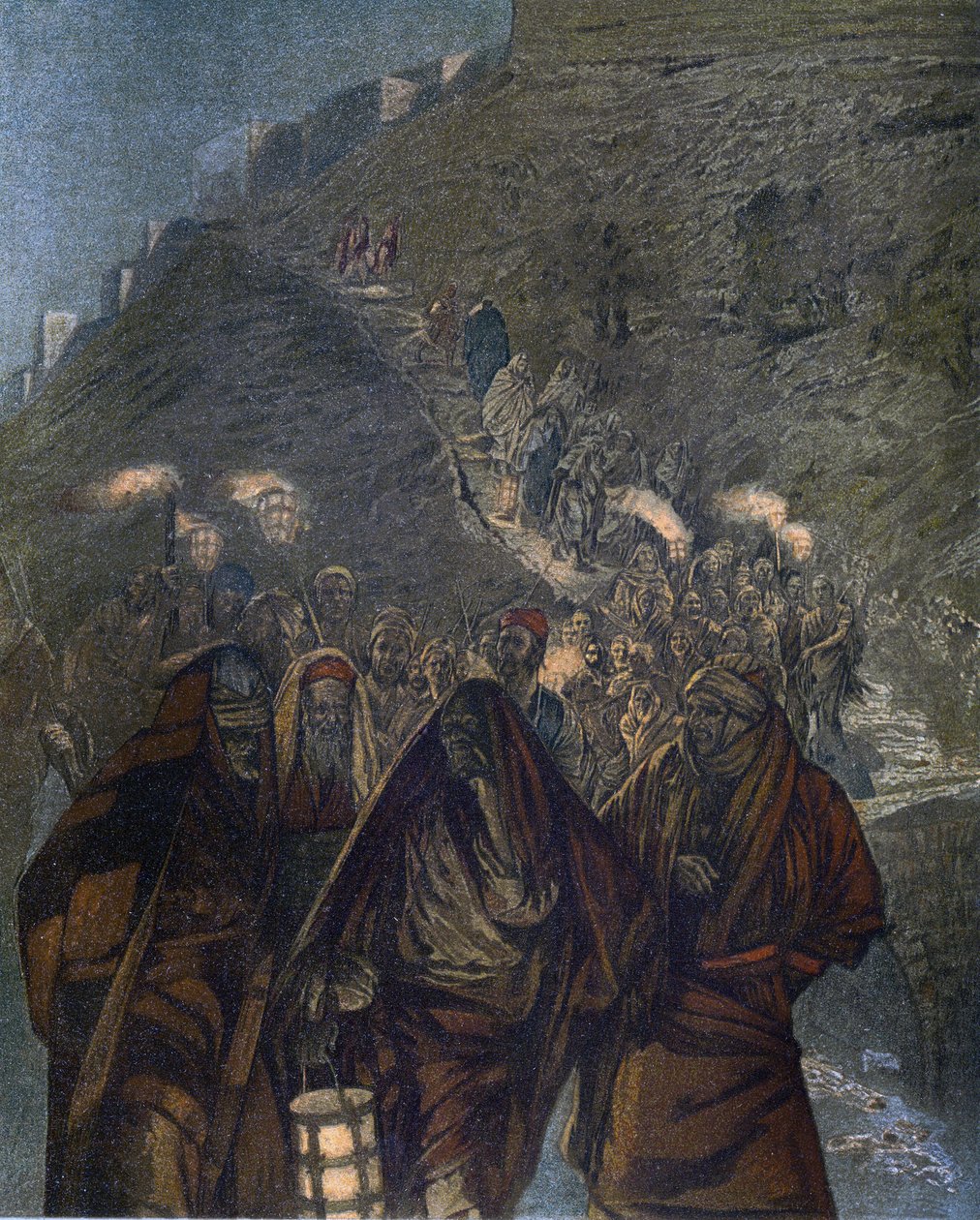 Judas e com Ele uma Grande Multidão - Judas e com Ele uma Grande Multidão - de "A Vida de Nosso Senhor Jesus Cristo" - 1899 por James Tissot - La vie de notre seigneur Jesus Christ, por Jacques Joseph (Jacques-Joseph) Tissot dit James Tissot (1836-190 de James Jacques Joseph Tissot