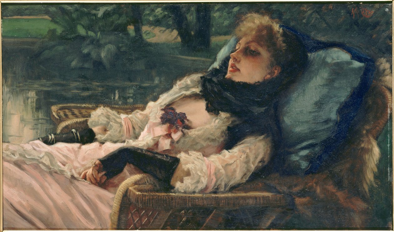 La Rêveuse O sonhador, ou noite de verão, c. 1876. de James Jacques Joseph Tissot