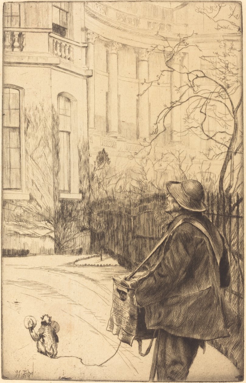 O tocador de órgão (The Organ Grinder) de James Jacques Joseph Tissot
