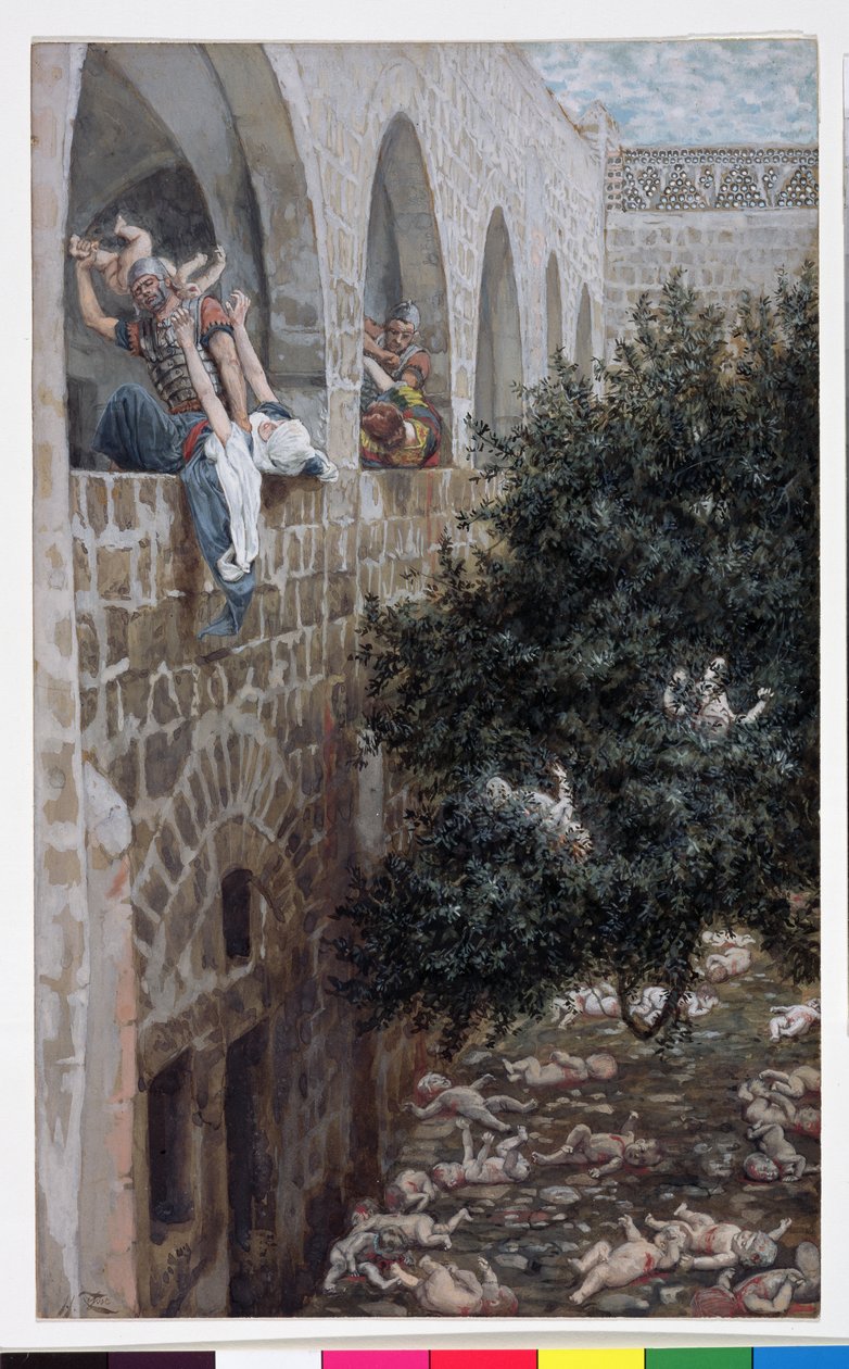 Massacre dos Inocentes, ilustração para "A Vida de Cristo", c.1886-94 rwatercolor & gouache sobre papelão) de James Jacques Joseph Tissot