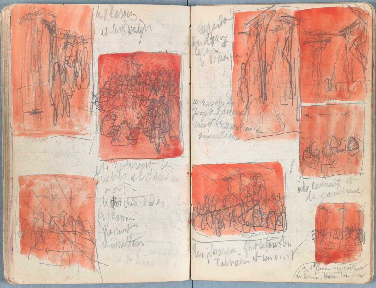 Páginas de um álbum de Esboços para a vida de Nosso Senhor Jesus Cristo, final da década de 1880 (grafite e tinta sobre papel) de James Jacques Joseph Tissot