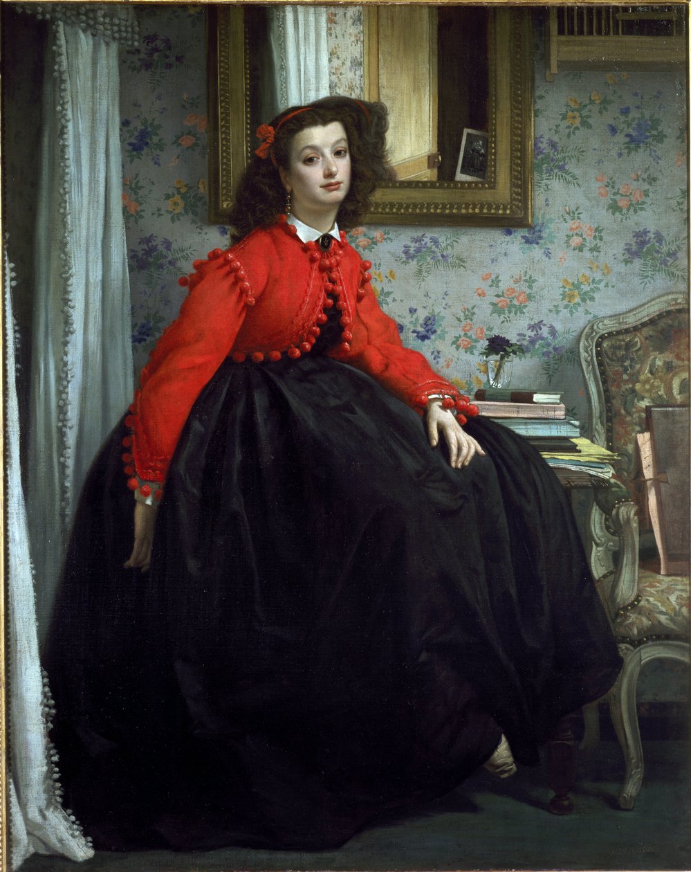 Retrato da Menina L.L., chamada Menina de colete vermelho - Óleo sobre tela de James Jacques Joseph Tissot