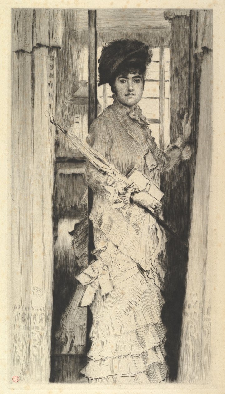 Retrato de Miss L ..., ou Uma porta deve estar aberta ou fechada, 1876. de James Jacques Joseph Tissot