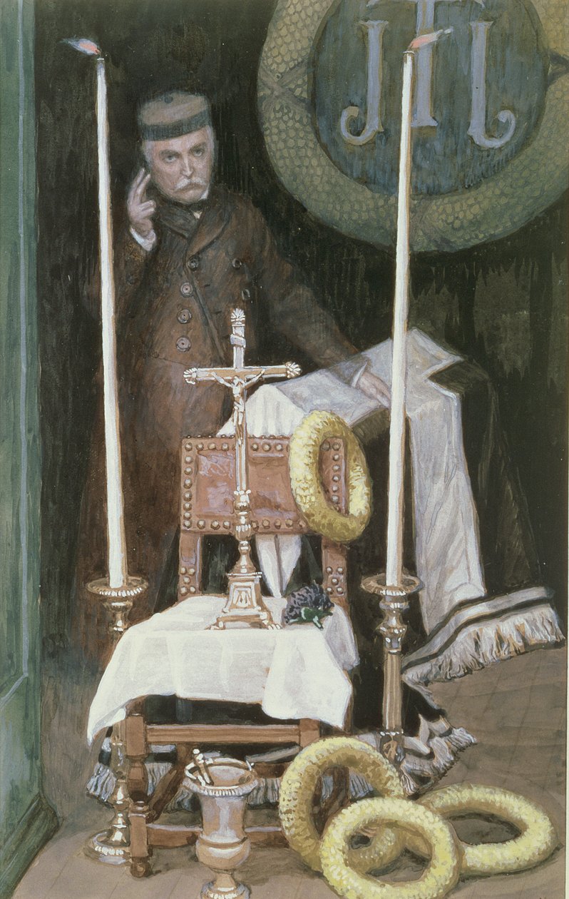 Retrato, de, a, peregrino, (Self-Portrait), ilustração, para, vida, de, christ, c.1886-96, (guache, ligado, paperboard) de James Jacques Joseph Tissot