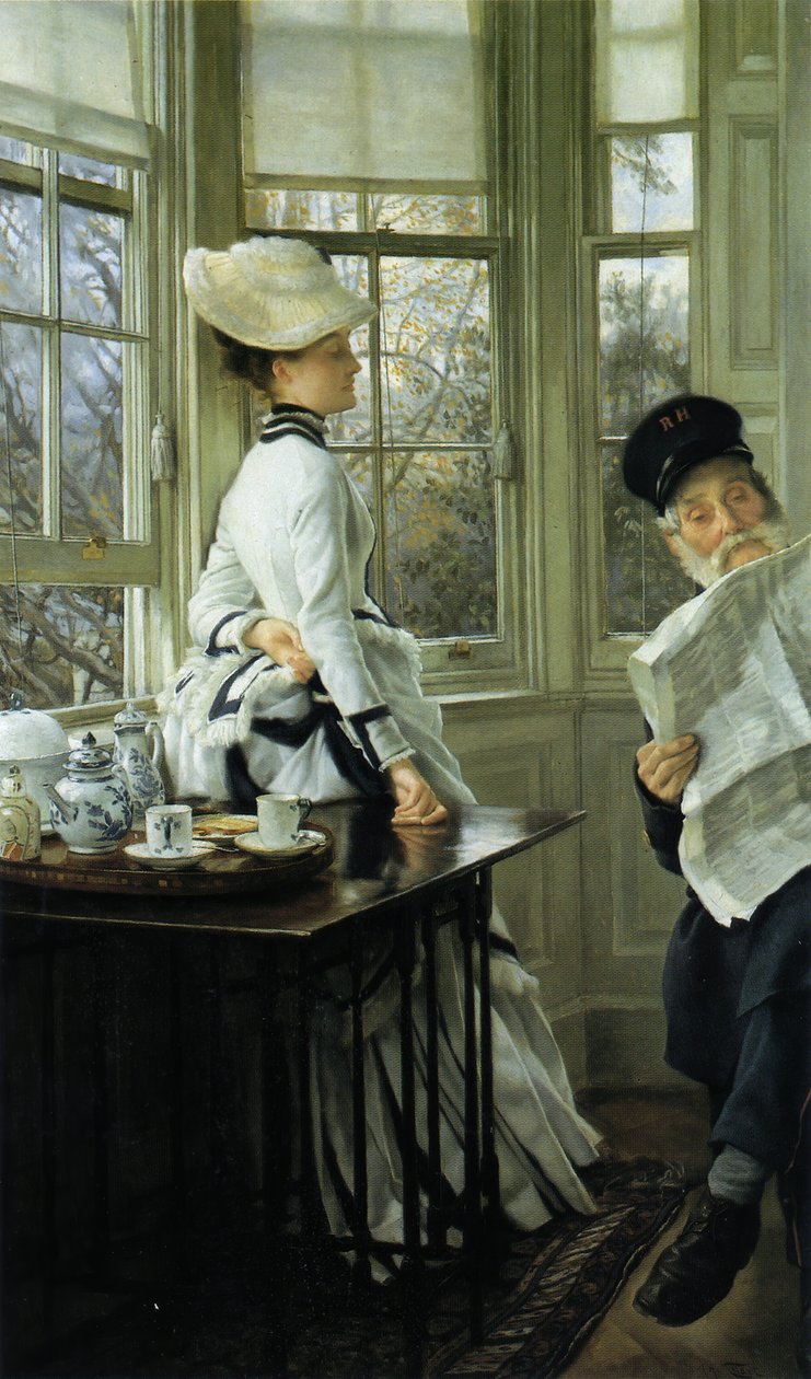 Lendo as notícias, 1874. de James Jacques Joseph Tissot