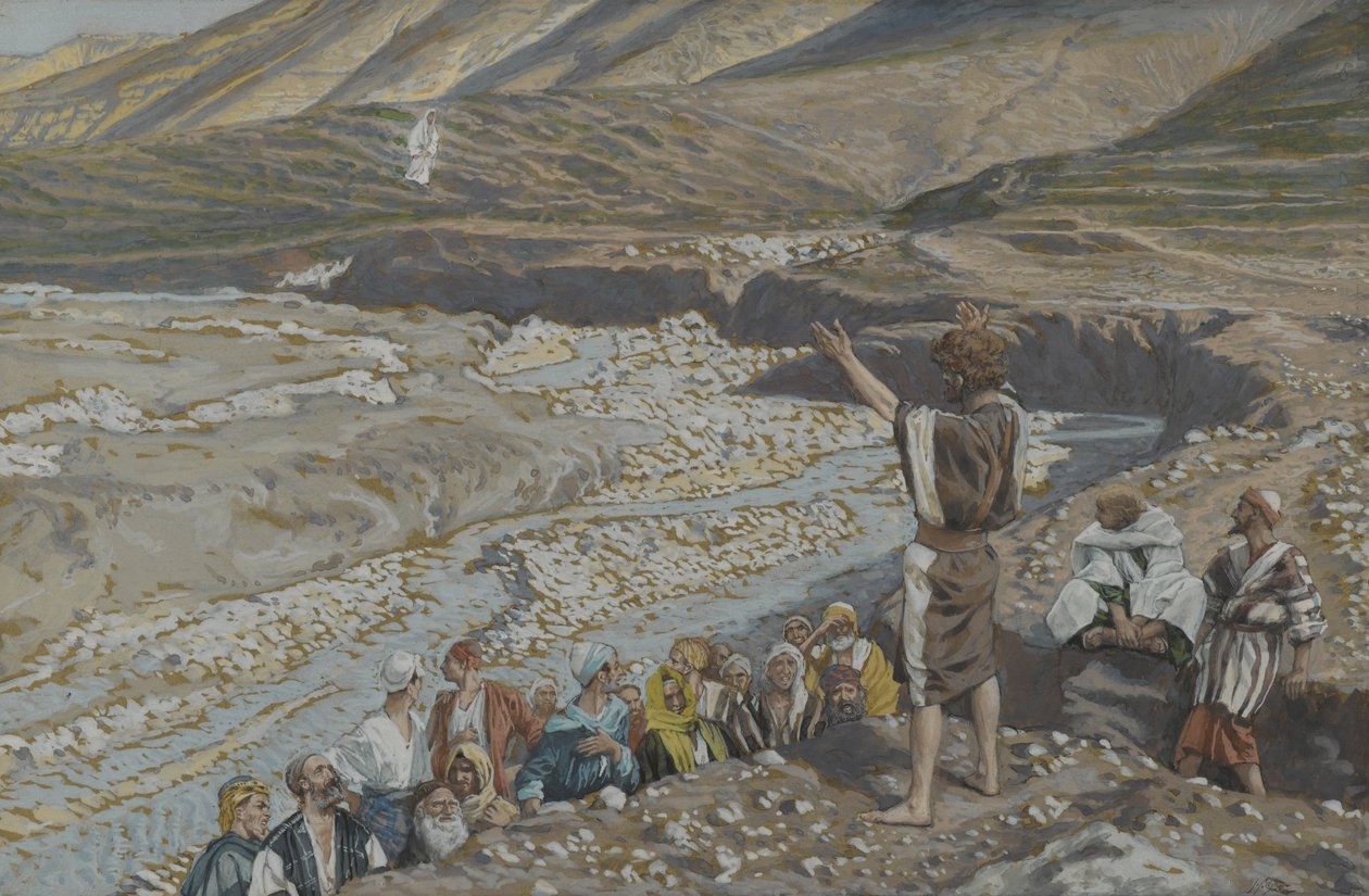 São João Batista vê Jesus de longe, ilustração da Vida de Nosso Senhor Jesus Cristo (wc sobre grafite sobre papel) de James Jacques Joseph Tissot
