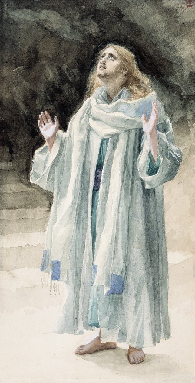 São João Evangelista, ilustração para a vida de Cristo, c.1886-94 (wc & guache sobre papelão) de James Jacques Joseph Tissot