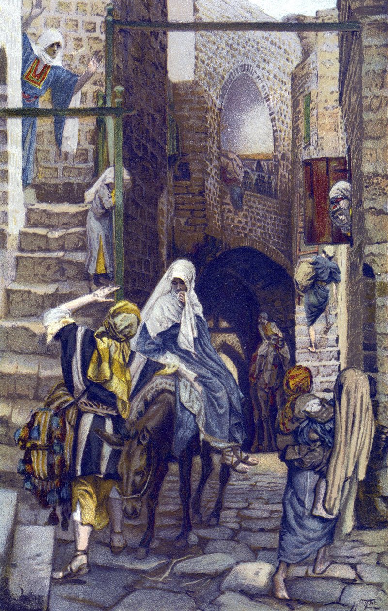 São José Procura um Alojamento em Belém - São José Procura um Alojamento em Belém - de "A Vida de Nosso Senhor Jesus Cristo" - 1899 por James Tissot - São José Procura um Alojamento em Belém - A Vida de Nosso Senhor Jesus Cristo, por Jacques Joseph (Ja de James Jacques Joseph Tissot