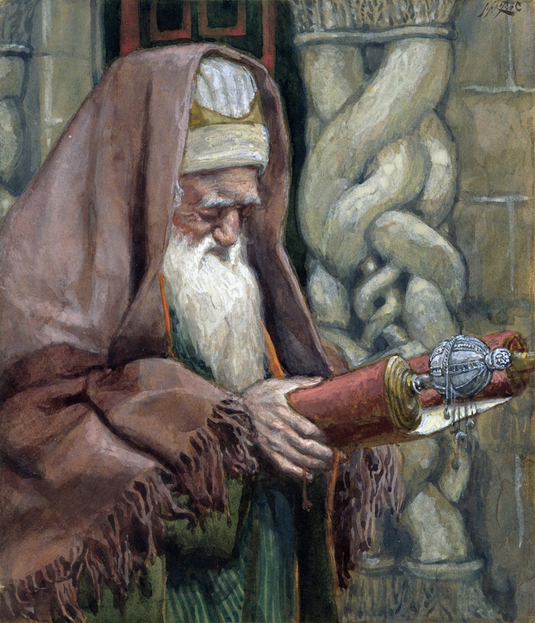 Simeão, ilustração para a vida de Cristo, c.1886-94 (wc e guache sobre papelão) de James Jacques Joseph Tissot