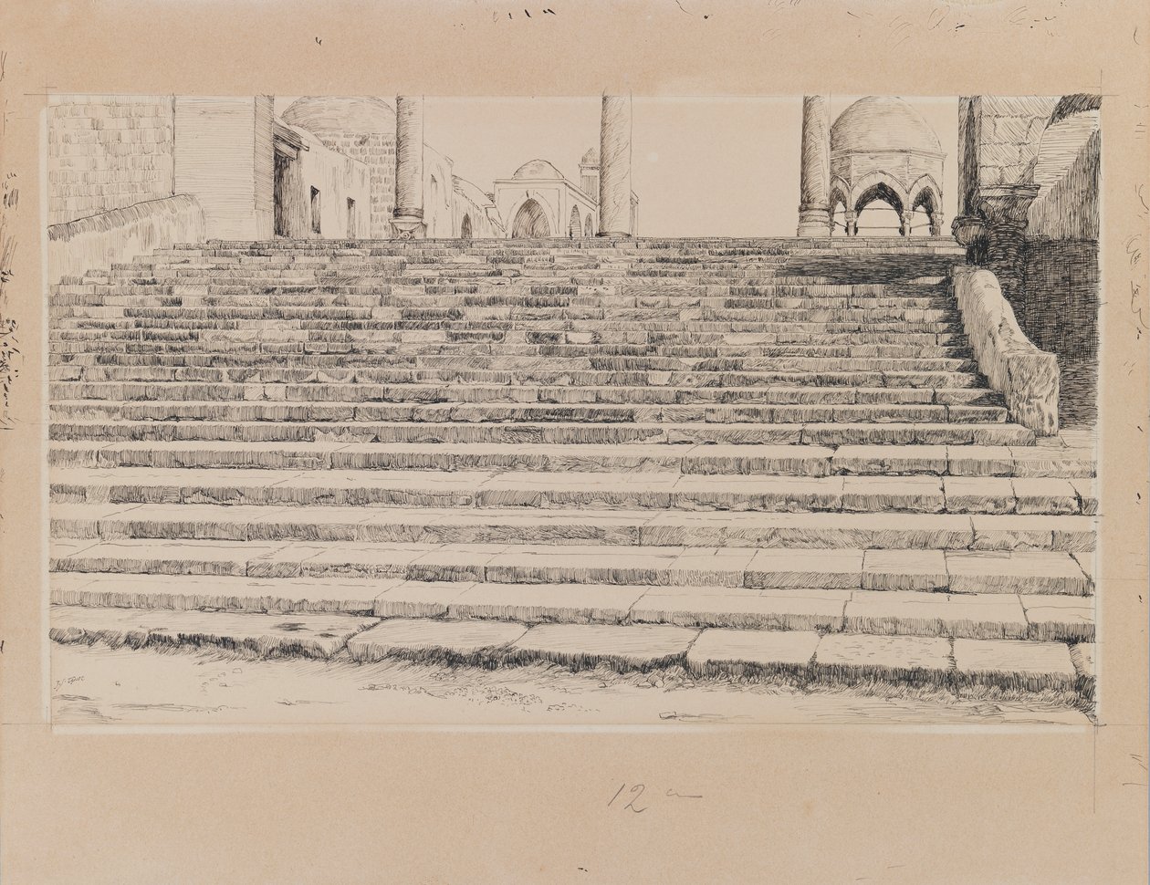 Escadaria do Tribunal de Haram, ilustração da vida de nosso Senhor Jesus Cristo (tinta & grafite no cartão) de James Jacques Joseph Tissot